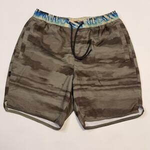 Stance Swim Trunks Shorts Mens Small Brown Striped Lined Elastic Waist Pockets